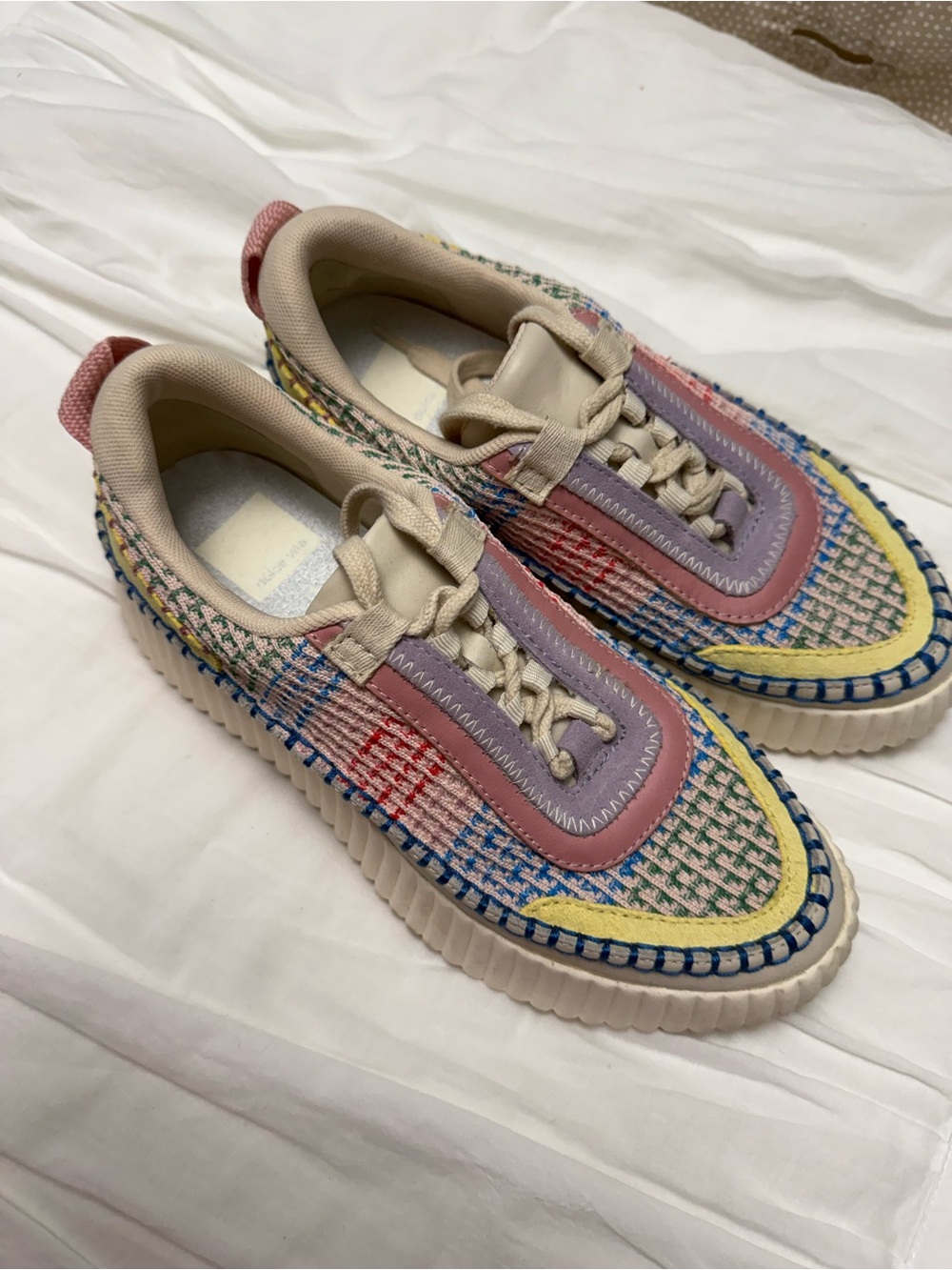Dolce Vita Multicolor Tweed Sneakers — Pink, Lavender, Yellow, Blue, Cream